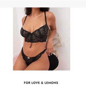 For Love and Lemon Butterfly Lace Underwire Bra 34A NWT Never Opened Black